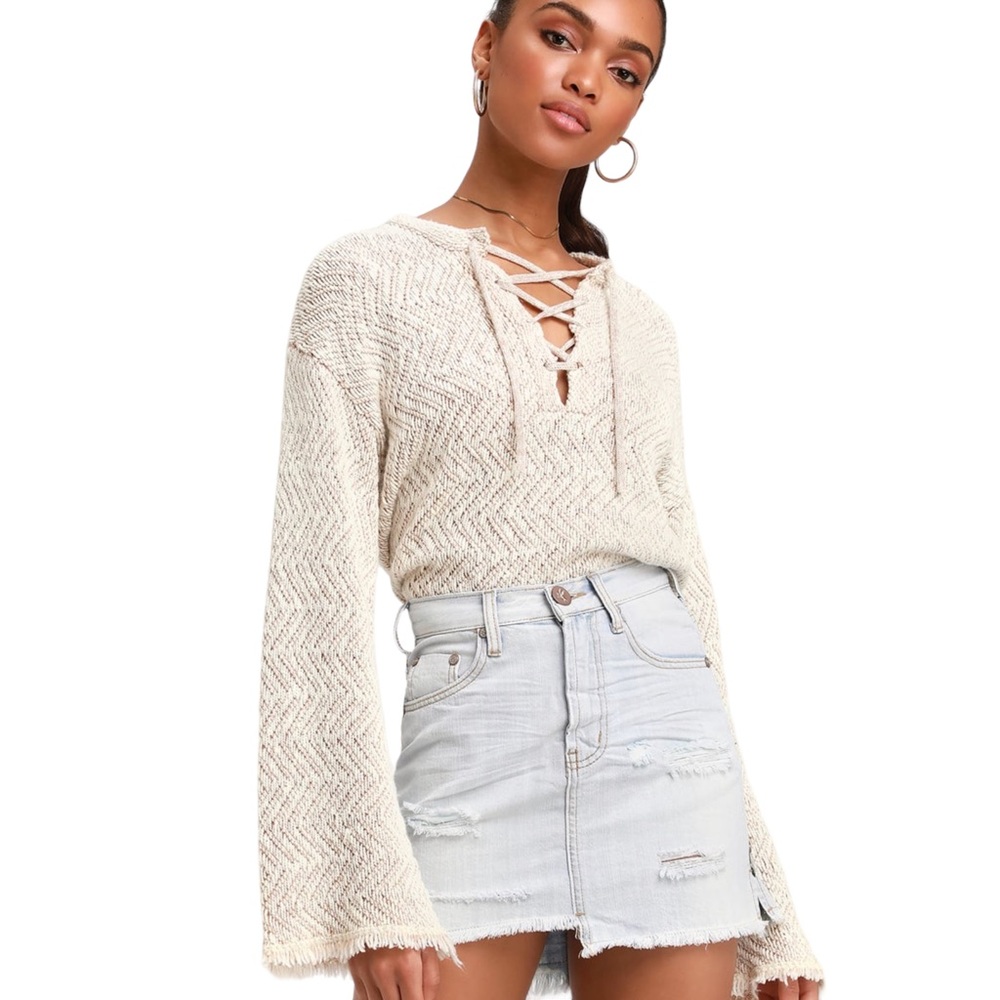 ONE TEASPOON Brando 2020 Light Wash Distressed Denim Mini Skirt